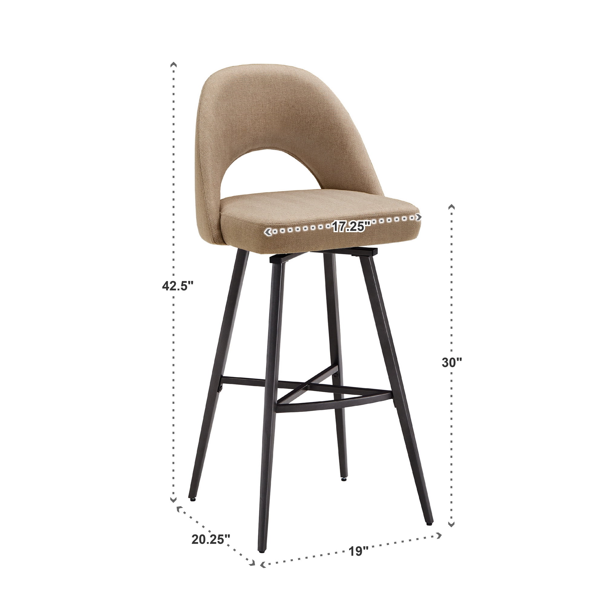 Weston Home Krista Metal Swivel 29" Bar Stools, Set of 2, Beige