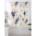 thumbnail image 2 of Sheer Curtains 63 Inch Length, Red Blue Diamond Semi Sheer Curtains Light Filtering Window Treatment, Modern Geometric Middle Century Beige Privacy Voile Drapes for Living Room Bedroom 52x63 Inch, 2 of 7