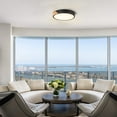 thumbnail image 3 of C Cattleya 12.75'' Black Flush Mount Light with Dimmable LED and Wood Accent, 3 of 7