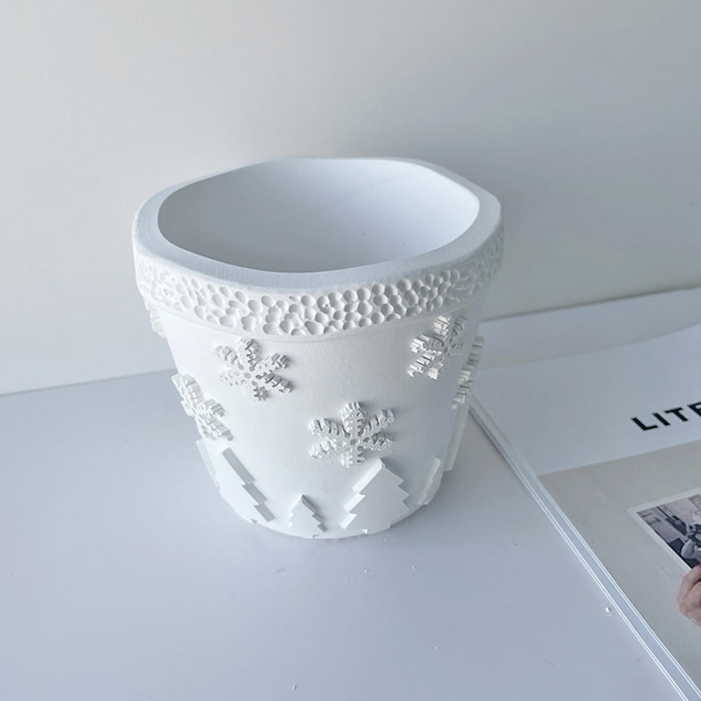 BQBQERT Flower Silicone Mold Concrete Cement Plant Mold Flowerpot Epoxy Resin Mould Makeup Brush Holder Mold