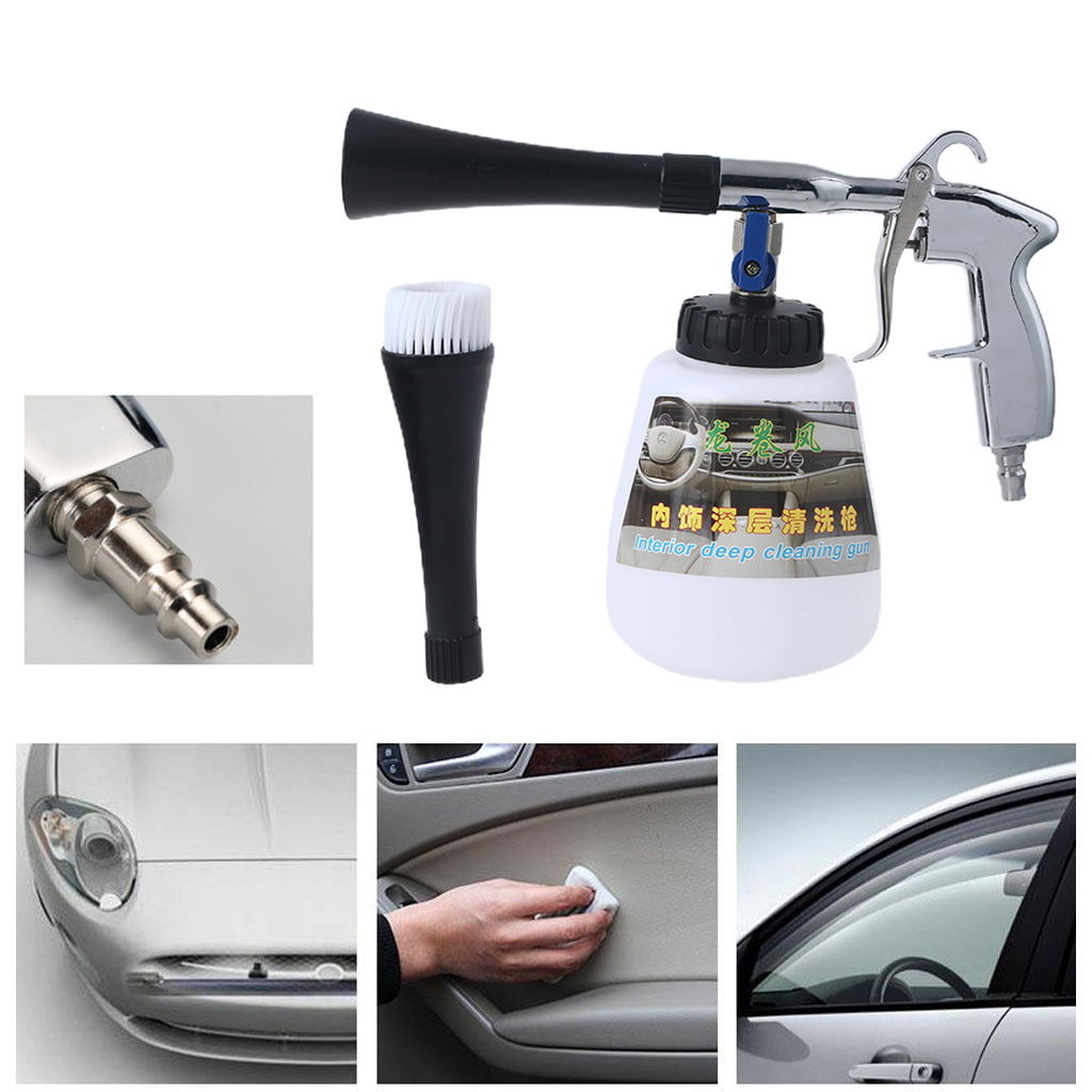 Car Interior Dry Cleaning Gun+Brush Funnel Remove Wheel Carpets Engine Stains 
