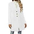 thumbnail image 4 of Wool Coats For Women Casual Stand Collar Long Pea Coat 2025 Winter Fashion Single Breasted Warm Jacket Overcoat Pocket, 4 of 9