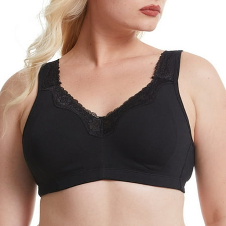 kamemir Sports Bras for Women Full Figure Underwire Women s Front Close Bra Plus Size Seamless Unlined Bra For Large Bust(Black 105)