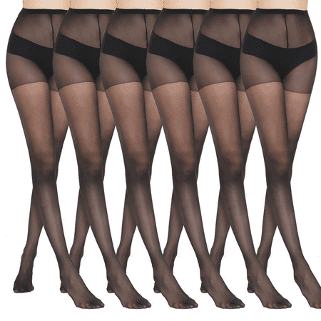 

MANZI 6 Pairs Pantyhose for Women 20 Denier High Waist Sheer Tights