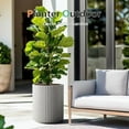 thumbnail image 6 of Round Concrete Planter Outdoor Indoor, Large Cement Plant Pots for Flowers (Vertical White, 16 inch), 6 of 8