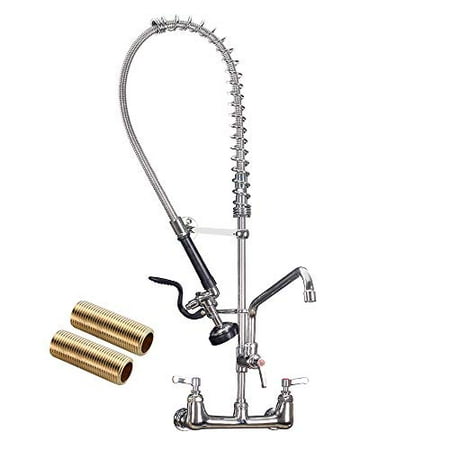 Jzbrain Commercial Sink Kitchen Faucet 36 Height 8 Inch Center Wall Mount Faucet With Pull Down Pre Rinse Sprayer And 12 Add On Swing Spout Perfect For 3 Bay Sink Walmart Canada