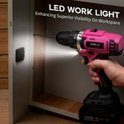 ThinkLearn Pink Cordless Drill Set, 20V Lithium-ion Power Drill Set for Women with 67Pcs Drill Driver Bits, 3/8Keyless Chuck, 25+1 Position Electric Drill, 2.0Ah Battery, Fast Charger and Storage Bag