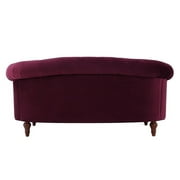 3 Piece La Rosa Chesterfield Tufted Velvet Sofa Set in Burgundy Red