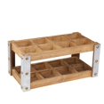 thumbnail image 1 of Benzara BM205137 Rectangular Metal 8 Bottle Wooden Wine Rack, Brown & Silver, 1 of 5