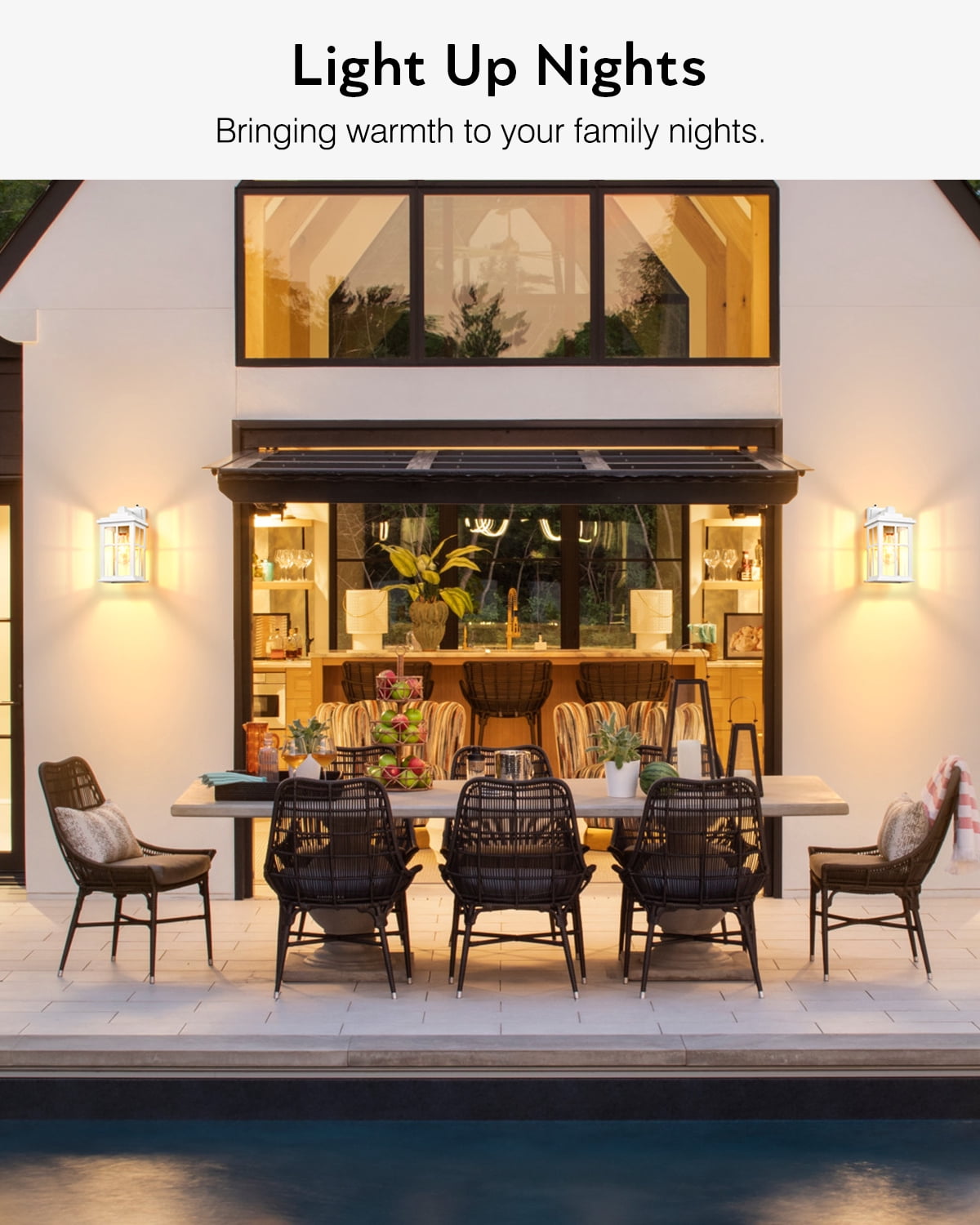 White Outdoor Wall Lights, Dusk to Dawn Exterior Lighting Fixtures, Waterproof Outside Lights for House, Garage, Garden, Entryway, Doorway, Anti-Rust, Modern Style, Tempered Glass