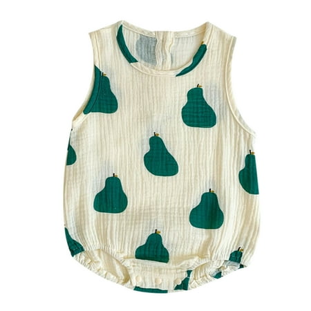 

LBECLEY Snap Up Footie Pajamas Baby Boys Girls Cute Cartoon Floral Polka Dot Sleeveless Romper Outfits Clothes Baby Boy Olive Romper Green 73
