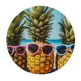 thumbnail image 2 of JEUXUS Round Table cover Cute Pineapple on The Beach Fitted Elastic Waterproof Wipeable Table Cloth Cover Decor Table Pad Cover for Party Dinning Room Picnic-Small, 2 of 7