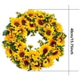 thumbnail image 3 of Sunflower Wreath Hanger, Simulated Floral Ring Garland, Sunflower Door Window Decor, Hanging Wreath Ornament for Home, Wall, Door, Window & Spring Festival Decoration, Yellow, 15.75in/40cm, 3 of 9