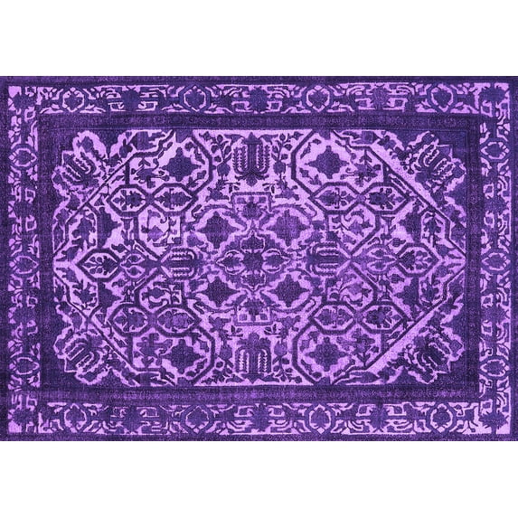 Ahgly Company Indoor Rectangle Oriental Purple Industrial Area Rugs, 6' x 9'