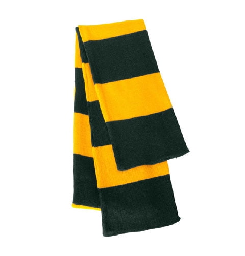 Couver - Knit Winter Rugby Striped Scarf for Men &amp; Women - Stay Warm &amp; Stylish (Forest/ Gold)