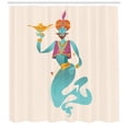 thumbnail image 3 of Wizard Shower Curtain, Happy Genie with a Magic Tool Wishes Coming True by a Mysterious Conjurer Legend, Fabric Bathroom Set with Hooks, 69W X 84L Inches Extra Long, Multicolor, by Ambesonne, 3 of 3