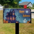 thumbnail image 3 of Evil Pumpkin Ghost Castle Purple Halloween Mailbox Covers,Magnetic 21x25.5 Inch Mailboxwrap Waterproof Durable Halloween Box Wrap for Yard Farmhouse Decor, 3 of 4