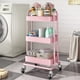thumbnail image 5 of Carrito de Almacenamiento de Metal, Carrito de 3 Niveles con Ruedas,Estantes Almacenamiento,Organizador de Utilidad,Organizador con 2 Ruedas Cerradura y Asas, Ahorrar Espacio (Rosa), 5 of 9