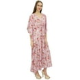 thumbnail image 2 of Bimba Women's Floral Cotton Kaftan Kimono Sleeve Coverup Pink Maxi Caftan-22, 2 of 5