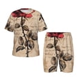 thumbnail image 1 of Fotbe Vintage Rose Botanical Art Pijama Estampada de 2 Piezas para Niños – Ropa de Dormir de Manga Corta Cómoda para Niños y Niñas, Camiseta y Shorts de Algodón-Medium, 1 of 6