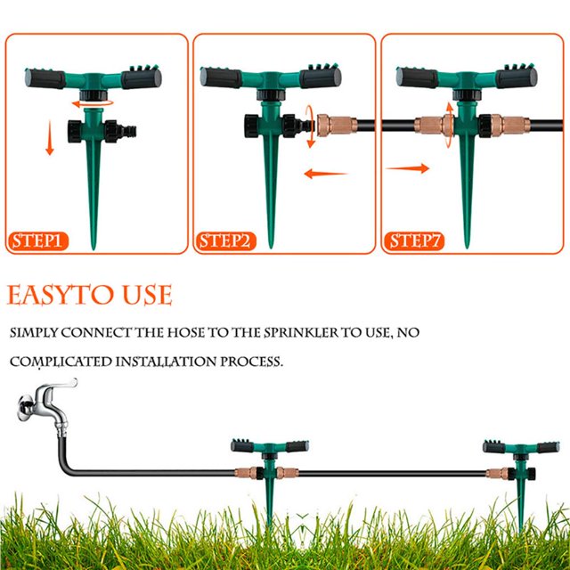 mmirethe 360° Rotating Lawn Sprinkler Automatic Garden Water Sprinklers Long Distance Lawn Irrigation Sprinkler