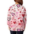 thumbnail image 5 of Valentines Scrub Jackets Women Plus Size Loose Long Sleeve Cute Love Heart Printed Scrubs Casual Button Snap Front Scrub Tops Nursing Uniform Medical Nurse Workwear with Pockets Light pink 2XL, 5 of 5