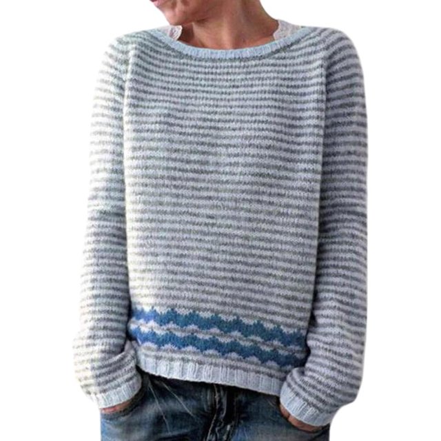 Aztec Sweater Woman Crewneck Sweater Boho Striped Oversized Long Sleeve Vintage Aztec Print Knitted Pullover Top