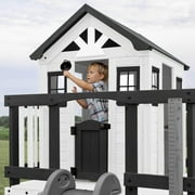 Backyard Discovery Sweetwater Heights White Cedar Wooden Elevated Playhouse, Slide