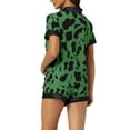 thumbnail image 3 of INSPIRE CHIC Women's Loungewear Sleepwear Button Down Shirt with Shorts Summer Pajama Sets L Green Leopard, 3 of 6