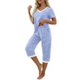 thumbnail image 3 of MINTREUS Women's Pajama Sets Short Sleeve Shirt and Capri Soft Pajama Sets with Pockets S-4XL, 3 of 7