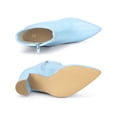thumbnail image 4 of BLISSFUL STEP Women's Boots Pointed Toe Zipper Patent Leather Ankle Chunky Boots Sky Blue 8, 4 of 5