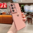 thumbnail image 2 of Samsung Galaxy S21 Ultra 5g 6.8" Phone Case with Luxury Electroplate Cute Side Love Heart Cover Full Camera Protection Soft Silicone Anti-Fingerprint Shockproof Cover Bumper (Pink), 2 of 11
