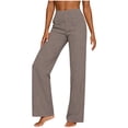 thumbnail image 2 of FNFYFH Cotton Linen Pants for Women High Waist Pull On Straight Leg Pants Loose Fit Work Slacks, 2 of 8