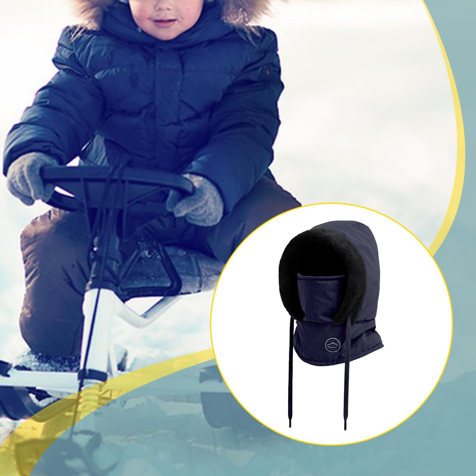 Hood Ski Mask Cycling Neck Warmer Face Cover Thickened Polyester Material for Kids Winter Outdoor Sports