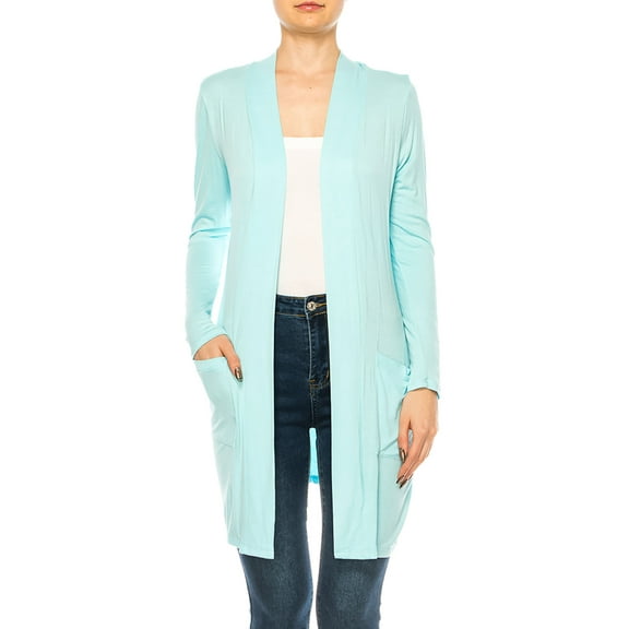 Women's Classic Long Sleeve Cardigan with Side Pockets for Everyday Wear