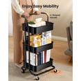 thumbnail image 3 of Utility Cart Pipishell de malla de 3 niveles con asa y ruedas bloqueables, 3 of 7