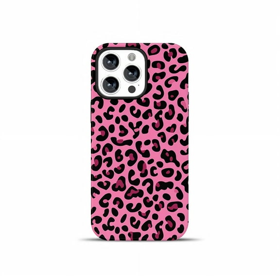 Compatible with iPhone 11 Pro Case Double Layer Leopard Print Design PC Bumper Protective Phone Cases Scratch Resistant Cover for Women Girls Leopard, Pink