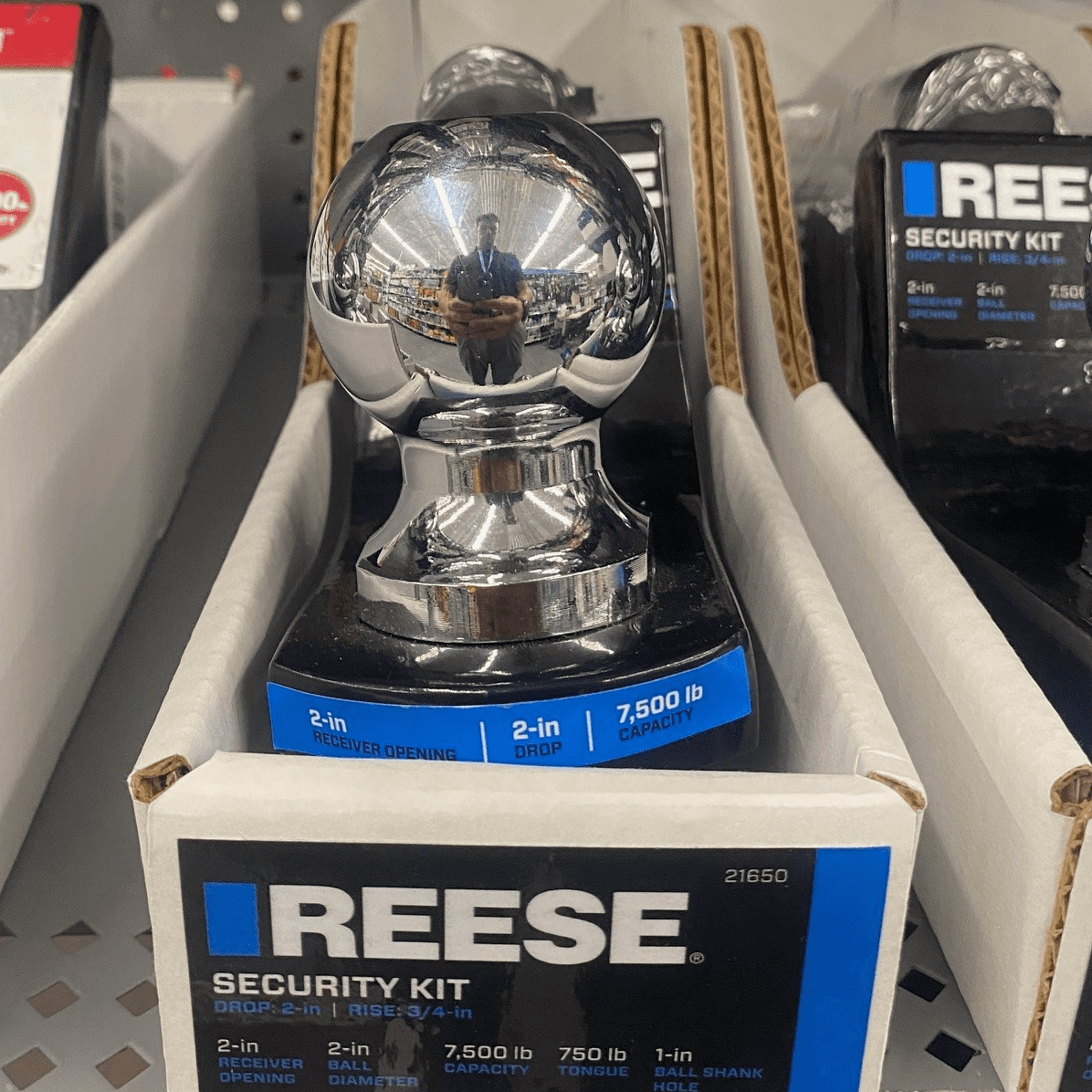 REESE Trailer Hitch Ball Mount Security Kit, Fits 2 In. Receiver, 2 In. Drop, 7,500 lbs. Capacity, Includes 2 In. Trailer Hitch Ball and Dogbone Receiver Lock, 2165060