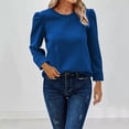 thumbnail image 2 of Lenpel Women's Crew Neck Sweatshirts Casual Puff Long Sleeve Textured Pullover Tops Fashion Fall Winter Clothes, 2 of 6