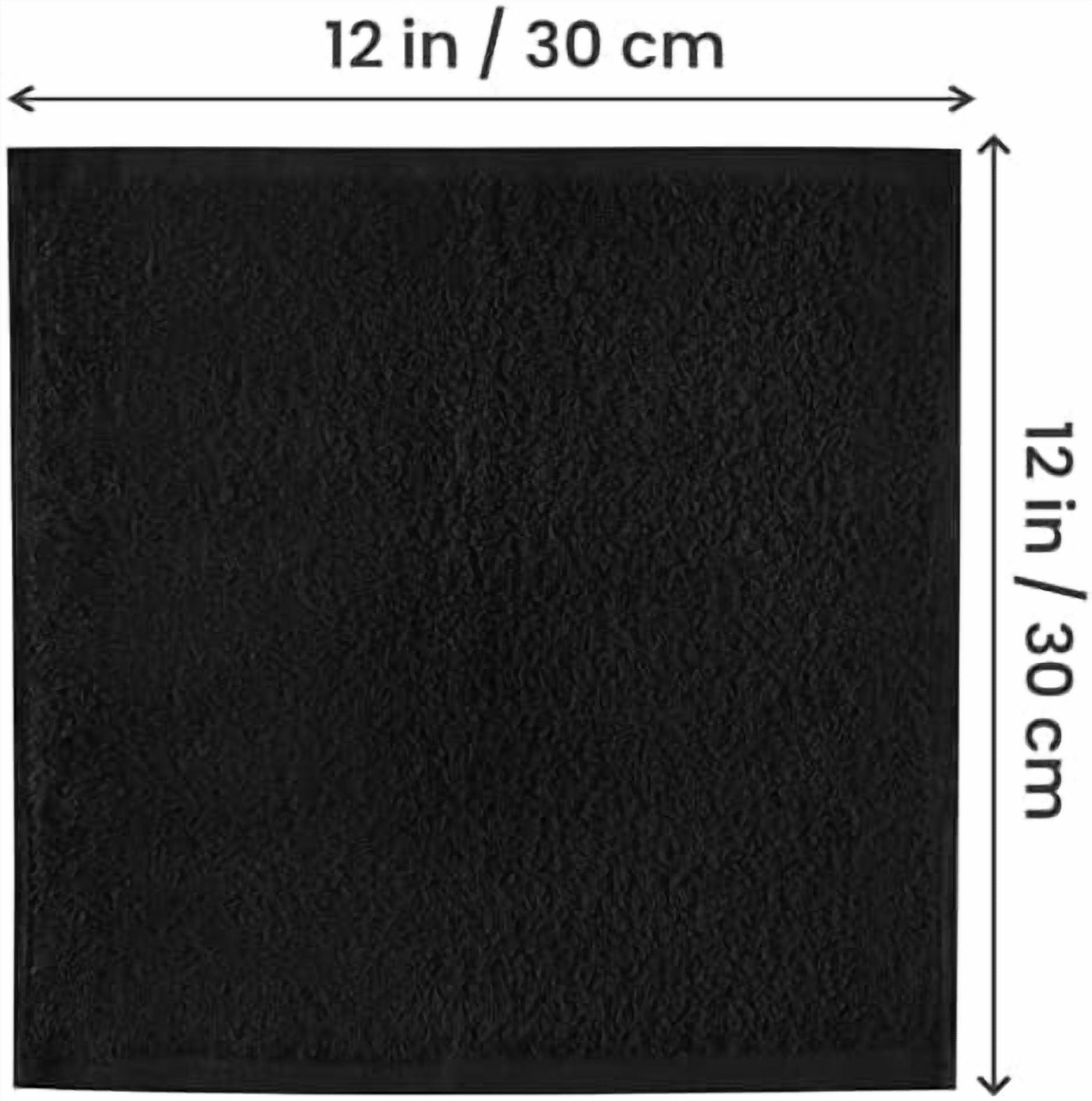 60 Pack Cotton Washcloths Set, 100% Ring Spun Cotton, Premium Flannel Face Cloths, Highly Absorbent and Soft Feel Fingertip Towels, Black