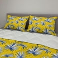 thumbnail image 2 of Jungle Comforter & Sham Bedding Set, Grunge Style Tropical Plant Leaves Palm Banana Monstera Leaves on Yellow, 3 pcs Duvet Set Microfiber Filling Quilt, 5 Sizes, Yellow Blue and White, by Ambesonne, 2 of 4