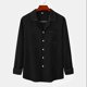 thumbnail image 4 of Camisas Deportivas Hombre Camisa de manga larga de playa con solapa informal de un solo pecho para otoño e invierno para hombre, camisa de vacaciones al libre con un solo bolsillo para (Black, M), 4 of 5