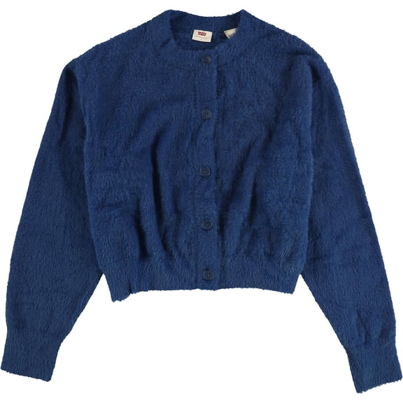 Levi's Womens Fuzzy Drop Shoulder Cardigan Sweater, Blue, X-Large