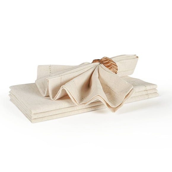 Servilletas de tela Ramanta Home, algodón y lino, 20 x 20 cm, 4 unidades, color natural