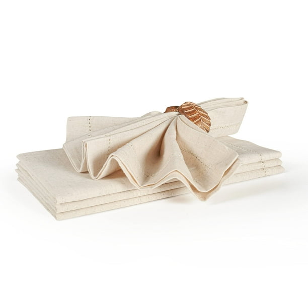Servilletas de tela Ramanta Home, algodón y lino, 20 x 20 cm, 4 unidades, color natural