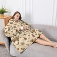 thumbnail image 5 of Oversized Wearable Blanket Hoodie,Beige Highland Cow Figure Butterfly Pattern Sherpa Blanket Hoodie with Super Pockets,Super Warm Fuzzy Pullover for Women & Men, 5 of 6