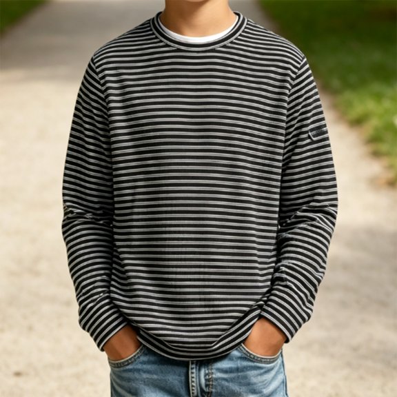EnJoCho Kids Striped T Shirt Long Sleeve Crewneck Soft Basic Layer Top Raglan Casual Warm Tee for Boys Girls Toddler Fall Winter School Daily Outdoor Wear