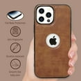 thumbnail image 4 of for iPhone 14 Pro Max Case PU Leather Vegan Slim Logo View Luxury Elegant Classic Screen Protector Protective Phone Case (2022) 6.7" - Golden Brown, 4 of 6