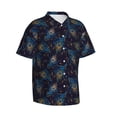 thumbnail image 2 of Daiia Peacock Feathers Hawaiian Shirt for Men Gentle Cotton Regular Short Sleeve Casual-Large, 2 of 9