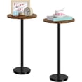 thumbnail image 1 of Ensemble de 2 Tables d'Appoint Rondes Petite Table à Boissons Table Piédestal Table d'Appoint Table Basse Ronde Table à Cocktail avec Base en Marbre pour Petits Espaces Salon Canapé Extérieur Marron et Noir, 1 of 15